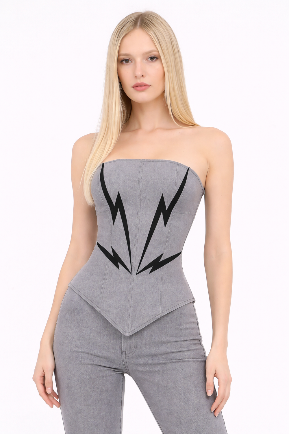 WOMEN'S LIGHTNING DENIM CORSET GRAY 