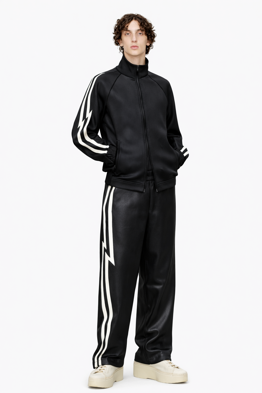 Load image into Gallery viewer, Man's Lightning Track Top Black
