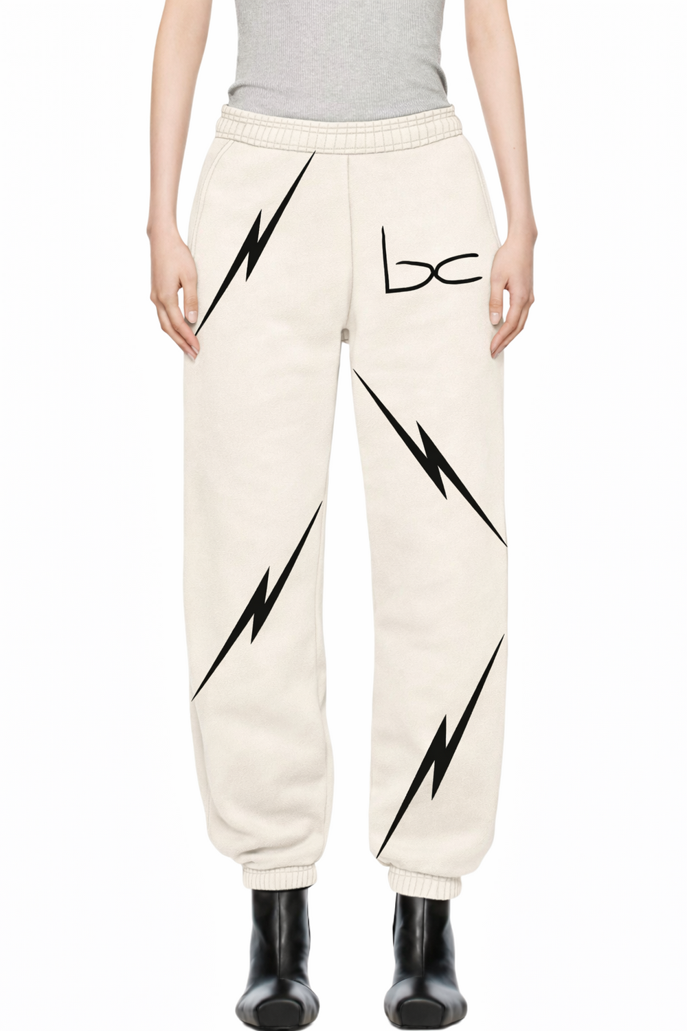 WOMEN'S LIGHTNING LOGO SWEATPANTS BEIGE 