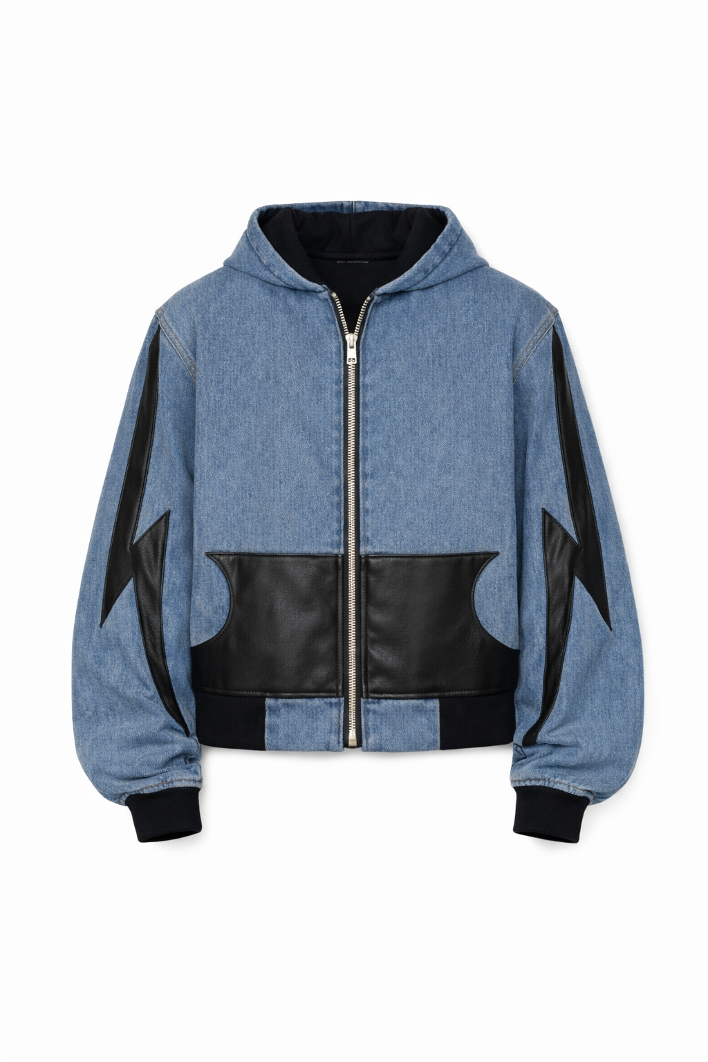 Man's Denim Lightning Hooded Jacket